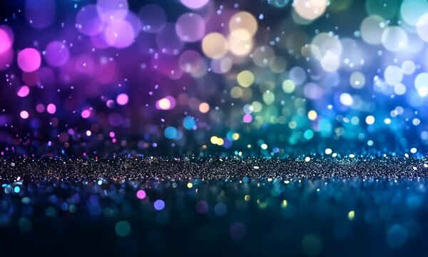 Fond lumineux avec effet bokeh multicolore et scintillement brillant, ambiance festive et joyeuse, parfait pour anniversaire, nouvel an, f&ecirc;tes ou d&eacute;corations festives