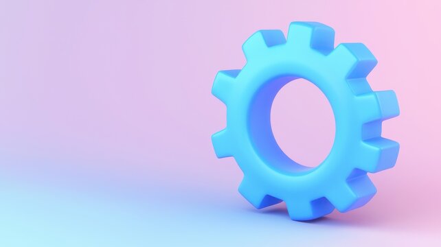 A blue gear on a gradient background.