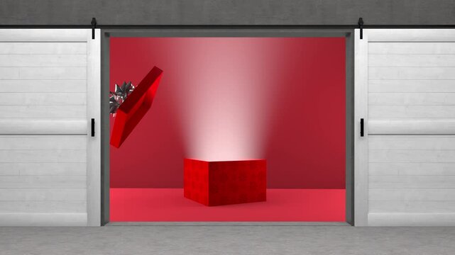 open gift box with light effect as template - 3d rendering 4k