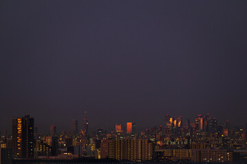 曙の光を映して浮かぶ都市景観