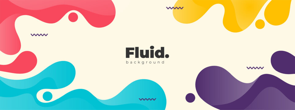 abstract colorful background with liquid shapes and memphis elements