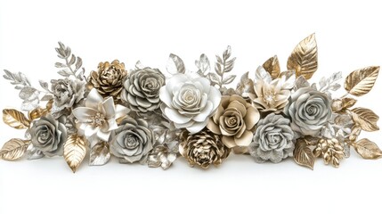 Elegant Metallic Floral Arrangement with Silver and Gold Accents