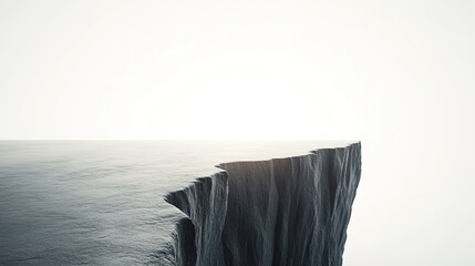 Majestic cliff edge overlooking vast ocean under soft light.