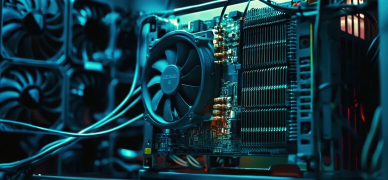 Computer fan sits on top of a computer processor