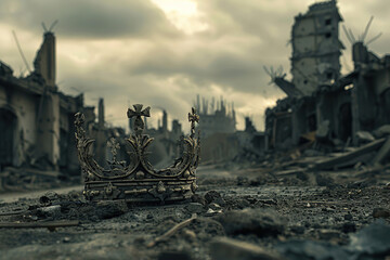 Fantastic king or queen crown from vivid gold material for coronation