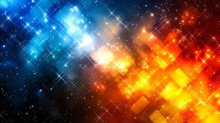 Obraz premium Abstract cosmic background with blue and orange lights.