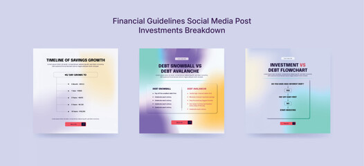 Colorful Online Financial Course Social Media Post Template, Financial Banner Design for Financial Advice Platforms
