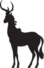 Deer line art silhouette vector isolated on white background