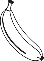 Banana, line art silhouette vector isolated on white background.