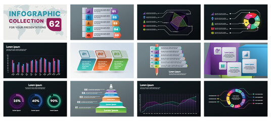 A comprehensive infographic set with modern design elements, including charts, flowcharts, and icons. Perfect for business presentations, marketing strategies, and project planning.