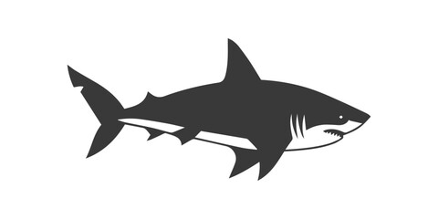 Fototapeta premium Black silhouette vector illustration of a shark