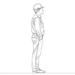 Profile view of a construction worker.