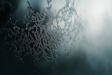 Obraz premium Frost Patterns on Glass with Soft Focus and Blue Tones