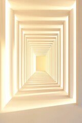 Obraz premium Light-filled, receding hallway; creamy, geometric shapes.