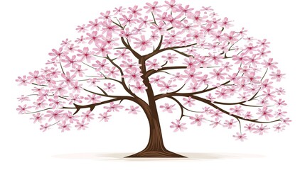 Obraz premium The Captivating White Background Cherry Blossom Tree: A Vision of Delicate Beauty and Springtime Splendor.