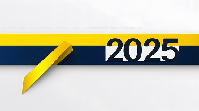The sleek, thin-line font design presents the number "2025" in a modern, minimalist aesthetic, with black text against a bright yellow or blue background, emphasizing a clean, simple design with plent