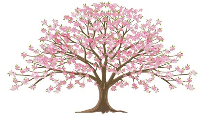 Obraz premium The Captivating White Background Cherry Blossom Tree: A Vision of Delicate Beauty and Springtime Splendor.