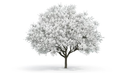 Fototapeta premium The Captivating White Background Cherry Blossom Tree: A Vision of Delicate Beauty and Springtime Splendor.