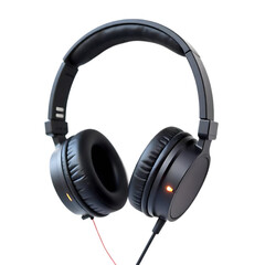 Red and yellow Black  microphone sound bluetooth mid-air cable audio equipment  Music headphones isolated on white background png image isolated on white background 