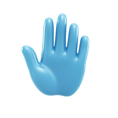 Obraz premium 3D icon of blue hand isolated on transparent background