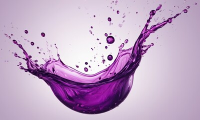 Purple Liquid Splash: A dynamic, vibrant purple liquid splash against a soft gradient background.  This image is perfect for themes of energy, creativity, and freshness.  