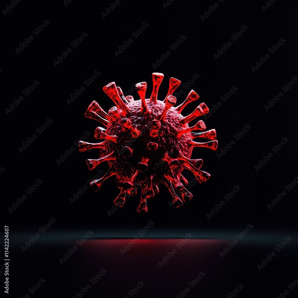 Poster virus spread visualization single particle in red glow