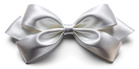 Naklejka premium Elegant White Ribbon Bow with Realistic Folds Isolated on White Background for Gift Wrapping and Decoration