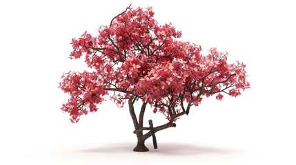 Obraz premium &nbsp;The Captivating White Background Cherry Blossom Tree: A Vision of Delicate Beauty and Springtime Splendor.