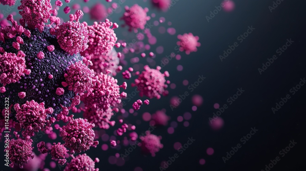 Poster virus spread dynamics in microscopic environment soft focus
