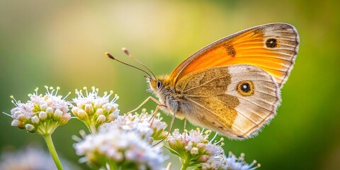 Obraz premium Small Heath Butterfly on Wildflower Close-Up Side View - Rule of Thirds Photography