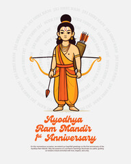 Ayodhya Ram Mandir Jay Shree Ram with lord rama Social media Post Template Banner