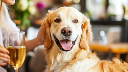 A pet groomer gently brushing a dog's fur in a bright, clean salon setting 