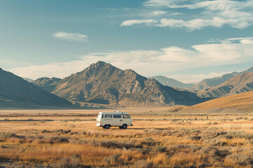 Holiday trip on large family motorhome for holiday in beautiful nature