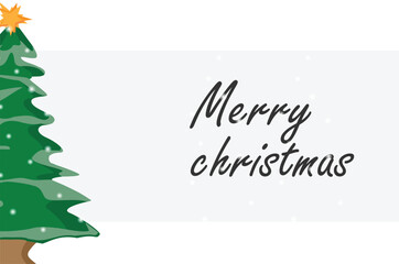 Christmas greeting card english text with christmas tree