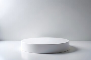 Empty white round stand, ideal for clean product displays and studio shots. Retail-ready presentation.