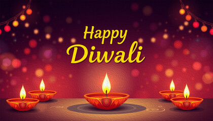 Happy Diwali illustration. Pattern for banners, covers, greeting cards, for printing on wall decorations.