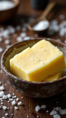 Image of beef tallow being cut into squares for sale.