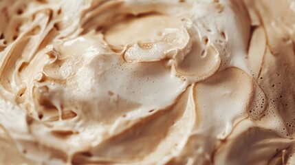 Creamy whipped coffee texture close-up showcasing its rich blend and inviting appearance for food and beverage marketing use
