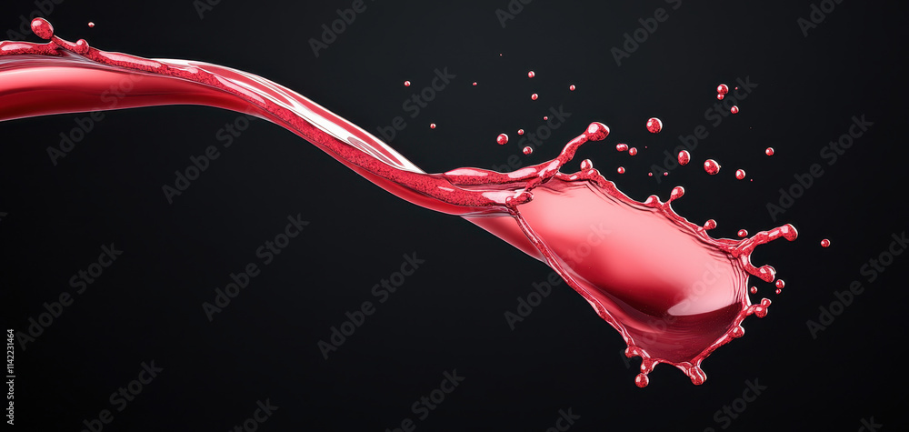 Poster dynamic splash of red wine against black background creates elegant visual. vivid color and fluid mo