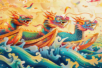 Fototapeta premium Beautiful holiday composition for celebrate chinese dragon boat festival