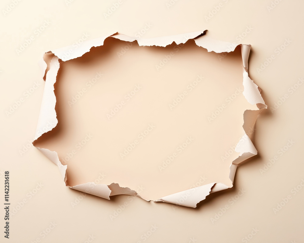 Poster torn paper concept with central space for text or images, creating unique and creative background. i