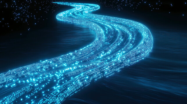 glowing binary codes river
