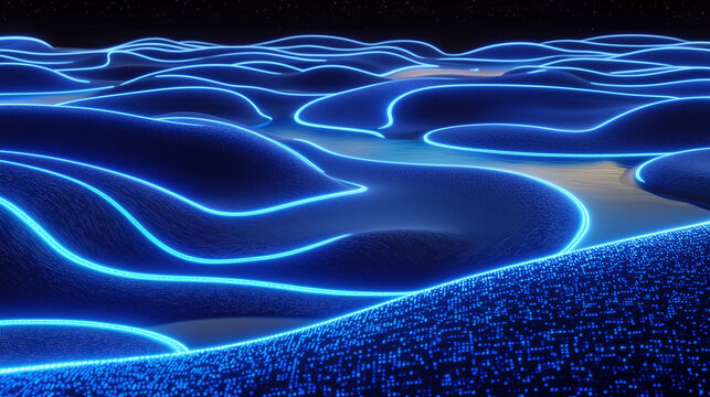 glowing binary codes river