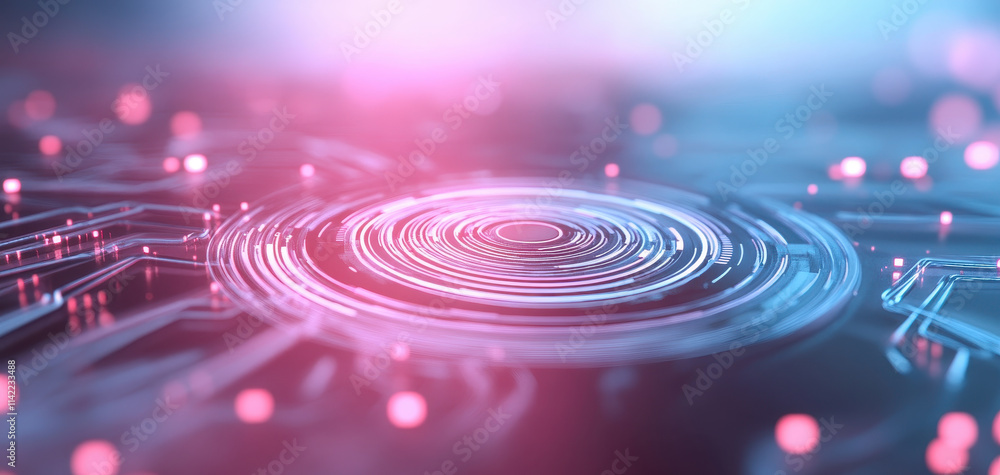 Poster close up of holographic map featuring dynamic glowing patterns and vibrant colors. intricate design 