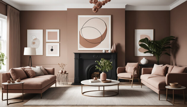 Modern interior design with Pantone 2025 Colour of the Year Mocha Mousse