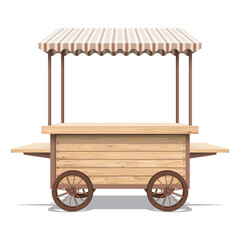 Wooden whitewashed street shop cart mock up isolated graphic illustration have blank space for place the products presentation on countertop. Small business and street food concept. © Wasitt