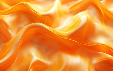 Fototapeta premium Abstract flowing orange fabric waves texture background.