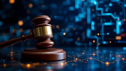 Legal cybersecurity laws and regulations abstract technology digital gavel