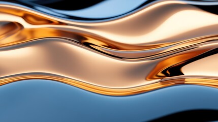 Shiny Waves of Gold and Blue Abstract Background