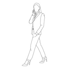 Business woman Line Art vector design. Business woman outline illustration design.